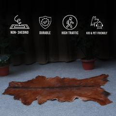 Luxurious Brown & White Goat Skin Rug - Soft, Durable, and Eco-Friendly - Handmade Pure Goat Skin Floor Rug - Non-Slip Suede Back