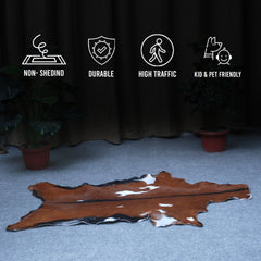 Premium Dark Brown Goat Skin Rug - Rustic Charm for Modern and Classic Interiors