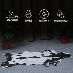 Rustic Black and White Goat Hide Rug - Perfect for Floor or Wall Décor
