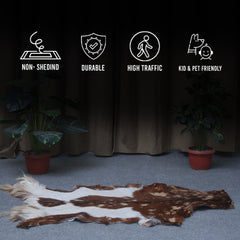 Goat Skin Rug: Tri-Color genuine Goat hide rug