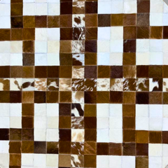 Luxurious Handmade Round Cowhide Patchwork Rug – Genuine Hair-On Hide Cross-Mosaic Leather Floor Rug (9 sq ft)