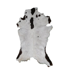 Luxurious Black and White Goat Skin Rug - Natural Hair-On Leather for Home Styling