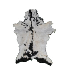 Luxurious Black and White Goat Skin Rug - Natural Hair-On Leather for Home Styling