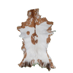 Rustic Brown and White Goat Skin Rug - Unique Pattern for Modern and Classic Décor