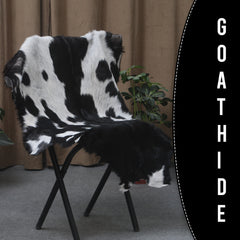 Natural Black and White Goat Hide Rug - Luxurious and Stylish Floor Accent