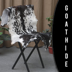 Natural Black and White Goat Hide Rug - Luxurious and Stylish Floor Accent