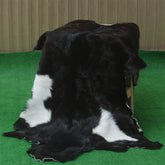 Statement-Making Black & White Goat Hide Rug - Premium Hair-On Goatskin - Modern Sophistication - Natural, Kid - Pet-Friendly