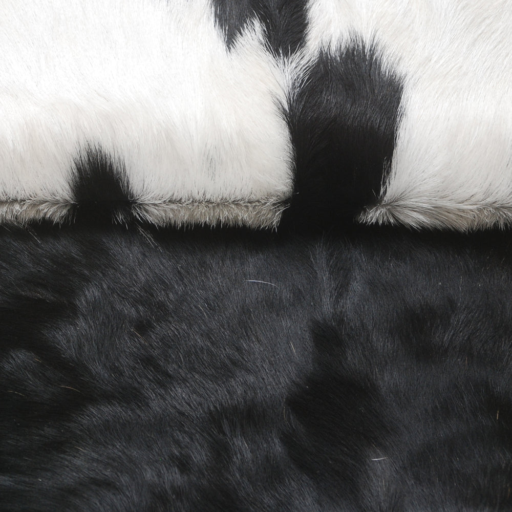 Luxurious Handmade Black & White Goat Skin Rug: Soft, Hypoallergenic, Sustainable, Non-Shedding & Unique - Add Nature's Beauty to Your Home - Celestial Leather Limited