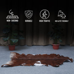 Elegant Dark Brown Goat Skin Rug - Natural Hair-On Accent for Floors or Walls
