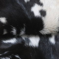 Luxurious Black White Handmade Goat Skin Rug - Unique Natural Beauty for Your Home