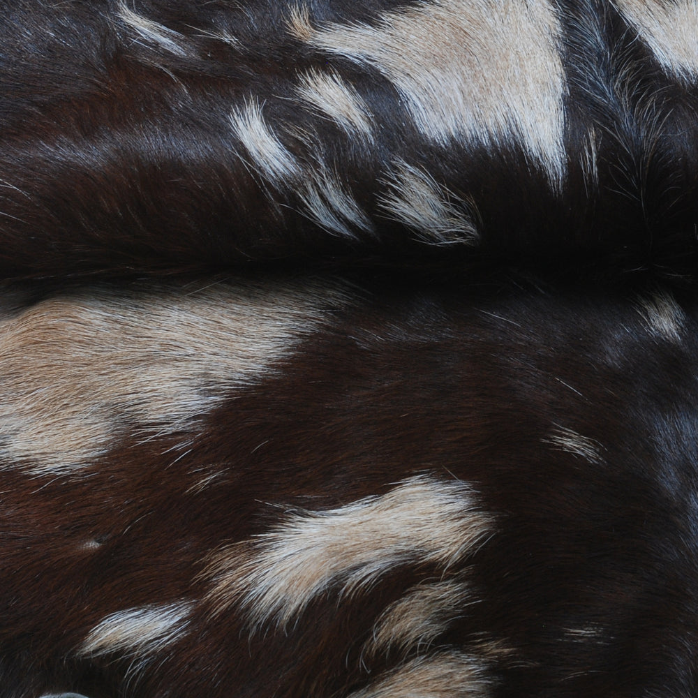 Luxury Handmade Black Brown Goat Skin Rug - Unique & Stunning Statement Piece - Celestial Leather Limited