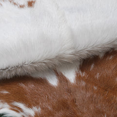 Handcrafted Brown and White Goat Skin Rug - Soft, Durable, and Elegant Décor