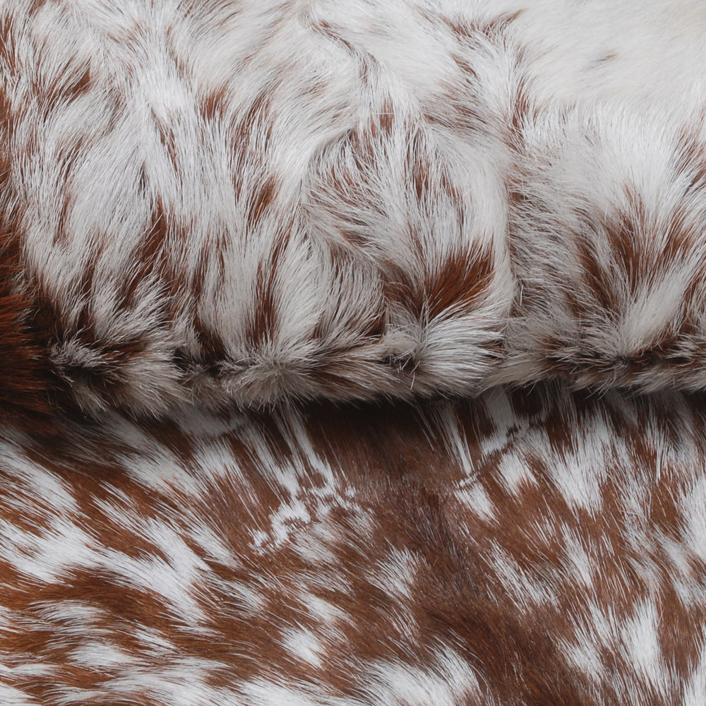 Luxury Brown and White Goat Hide Rug - Premium Handcrafted Hair-on Goatskin Rug with Non-Slip Suede Back, Sustainable and Eco-Friendly - Celestial Leather Limited