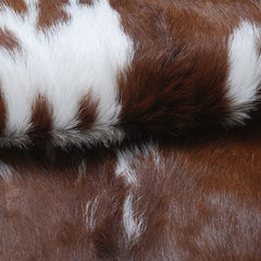 Goat Skin Rug: Dark Brown and white genuine Goat hide rug