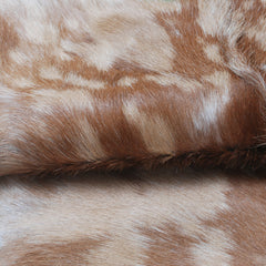 Premium Brown and White Goat Skin Rug - Genuine Hair-On Leather for Rustic Décor