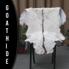 Luxurious Brown & White Goat Skin Rug - Handmade Pure Goat Skin Floor Rug - Unique Design - Hypoallergenic & Kid-Friendly - Non-Shedding