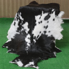 Genuine Goat Skin Rug - Black and White Pattern for Rustic Home Style