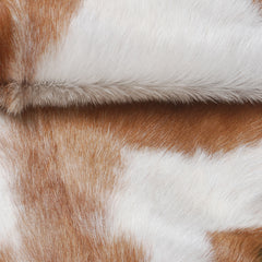 Luxury Brown and White Natural Goat Skin Rug with Modern Graphic Pattern for Stylish Wall Décor - Hypoallergenic and Non-Shedding,