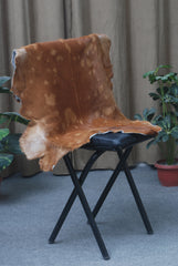 Authentic Hair-On Goat Skin Rug - Brown and White Pattern for Stylish Interiors