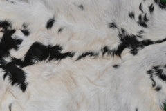 Luxurious Black and White Goat Skin Rug - Natural Hair-On Leather for Home Styling