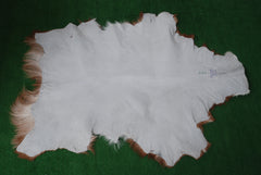 Luxury Brown and White Natural Goat Skin Rug with Modern Graphic Pattern for Stylish Wall Décor - Hypoallergenic and Non-Shedding,