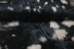 Handcrafted Black and White Goat Skin Rug - Soft and Durable Hair-On Leather