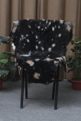Handcrafted Black and White Goat Skin Rug - Soft and Durable Hair-On Leather