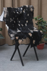 Handcrafted Black and White Goat Skin Rug - Soft and Durable Hair-On Leather
