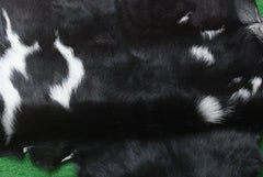 Authentic Hair-On Goat Skin Rug - Black and White Pattern for Luxe Décor