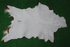 Luxurious Brown & White Genuine Goat Skin Rug for Home Décor - Celestial Leather Limited