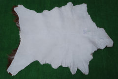 Brown and White Handmade Goat Skin Rug – Classic Elegance for Your Home