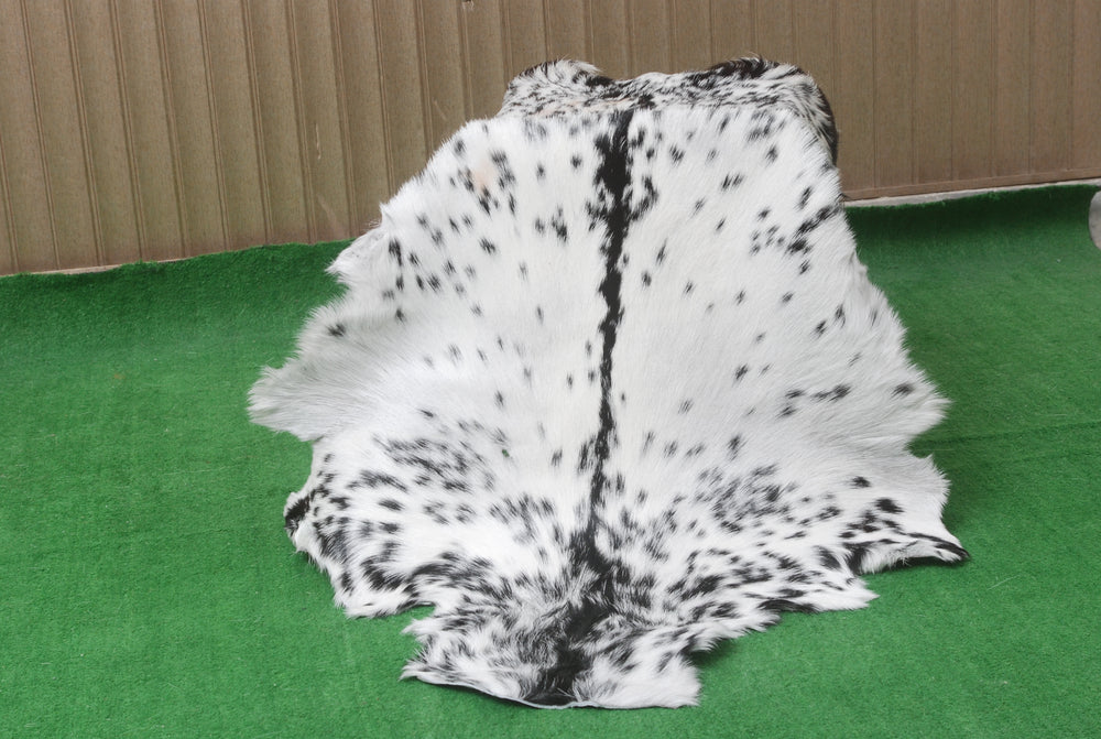 Unique Natural Black & White Goat Skin Rug - Sustainable Animal Hide Throw Floor Rug - Modern Eco-Friendly Home Décor Rug - Celestial Leather Limited