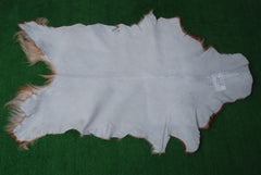 Premium Brown and White Goat Skin Rug - Genuine Hair-On Leather for Rustic Décor