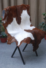 Luxury Brown & White Goat Hide Rug - Premium Hair-On Goat Skin Rug for Warmth - Elegance - Handcrafted - Sustainable Decor Piece