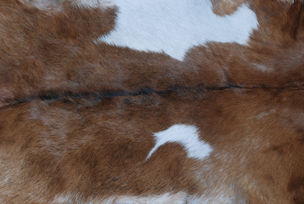 Luxurious Brown And White Goat Skin Rug - Handmade Pure Goat Skin Floor Rug with Unique Colour Variations - Celestial Leather Limited