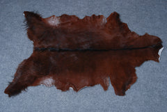 Luxurious Dark Brown Goat Skin Rug - Genuine Hair-On Leather for Elegant Décor