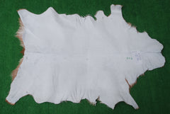 Luxury Brown and White Goat Hide Rug with Unique Patterns | Premium Hair-On Goat Skin Rug for Home Decor