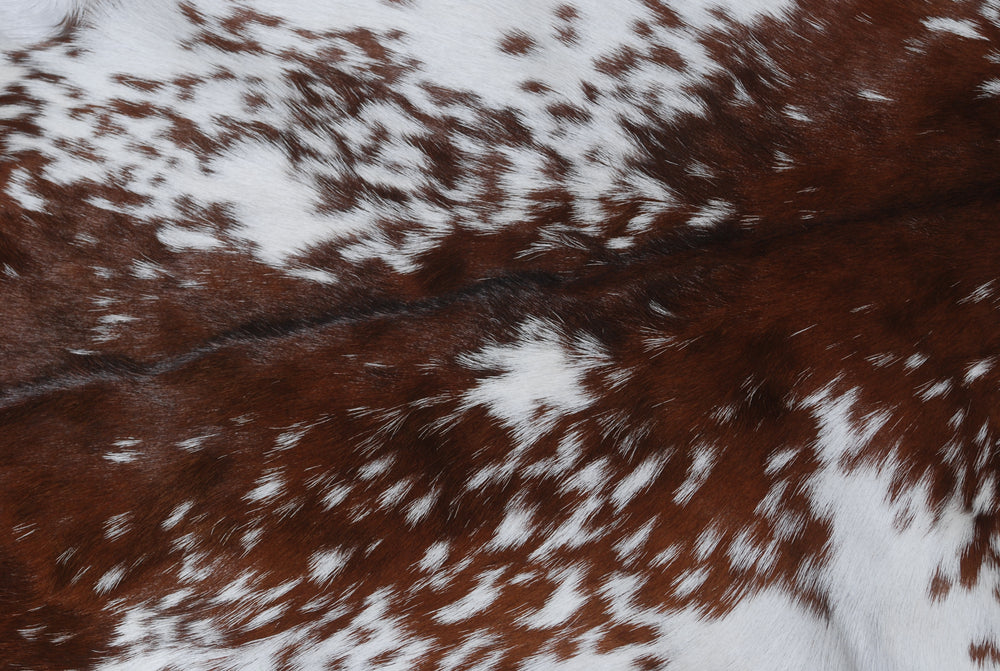 Goat Skin Rug: Brown and white genuine Goat hide rug - Celestial Leather Limited