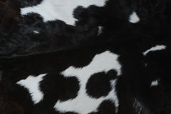 Premium Black and White Goat Skin Rug - Genuine Hair-On Leather for Home Décor