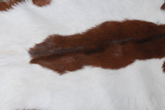 Luxury Brown and White Goat Hide Rug - Premium Hair-on Goatskin Rug - Eco-Friendly and Handcrafted - Hypoallergenic - Non-Slip Suede Back