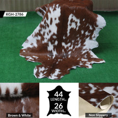 Goat Skin Rug: Dark Brown and white genuine Goat hide rug