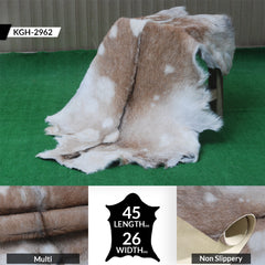 Brown and White Handmade Goat Skin Rug – Classic Elegance for Your Home