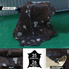 Natural Tri-Color Goat Hide Rug - Luxurious Accent for Rustic and Modern Spaces