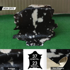 Premium Black and White Goat Skin Rug - Genuine Hair-On Leather for Home Décor