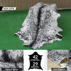 Genuine Goat Skin Rug - Black and White Pattern for Rustic Home Style