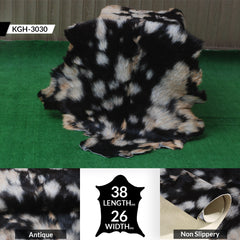 Handcrafted Tri-Color Goat Skin Rug - Soft and Durable for Elegant Interiors