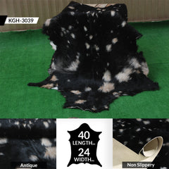 Handcrafted Black and White Goat Skin Rug - Soft and Durable Hair-On Leather
