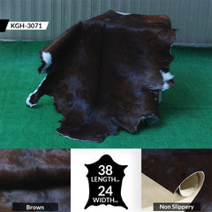 Rustic Dark Brown Goat Hide Rug - Genuine Leather for Timeless Home Styling