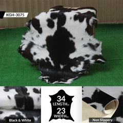 Elegant Black and White Goat Hide Rug - Perfect Accent for Any Room