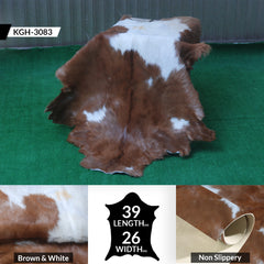 Rustic Dark Brown Goat Hide Rug - Genuine Leather for Timeless Home Styling